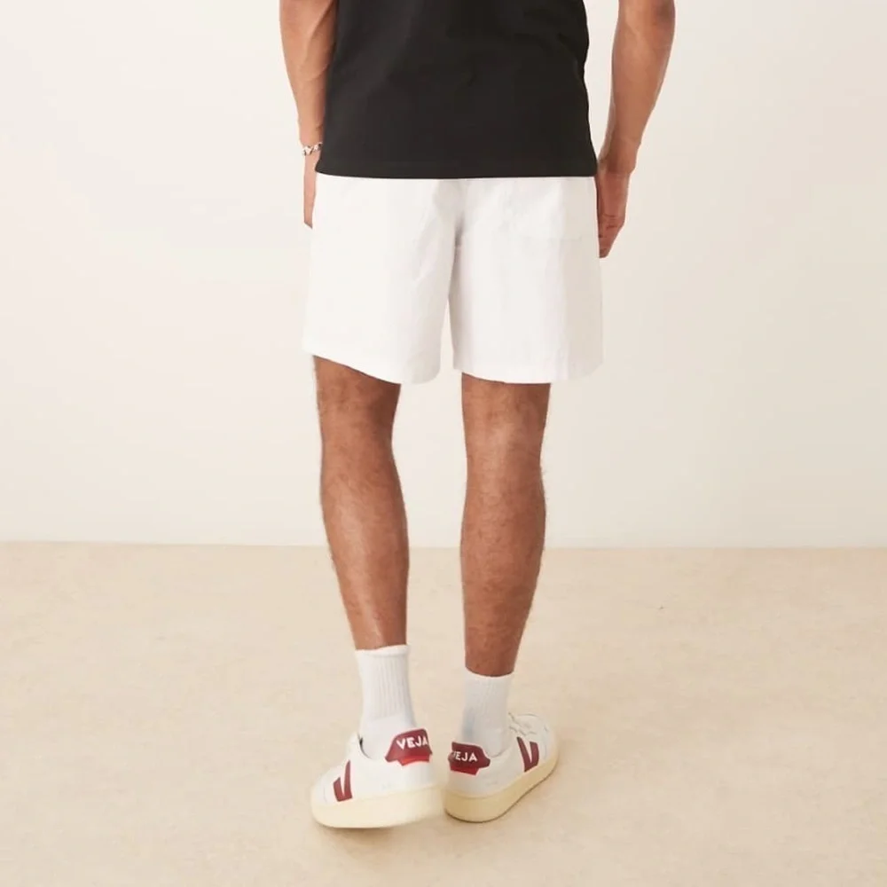 ASOS DESIGN Men’s Wide Shorts in White Linen Blend - Size L